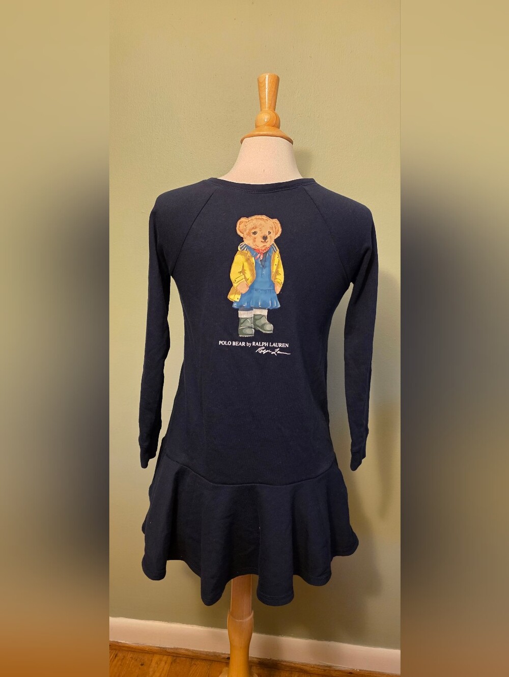 Polo by Ralph Lauren Girls Navy Dress with Mascot Bear Logo